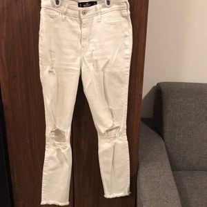 Hollister white ripped skinny jeans